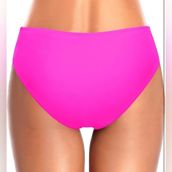 Tempt Me Women Bikini Bottoms Mid Waist Ruched Swim Bottom L NWT - Picture 3 of 10